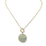 105056, ROUND SEMI PRECIOUS STONE CHARM TOGGLE NECKLACE