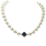 105058, ENAMEL CLOVER ACCENT PEARL STRAND NECKLACE