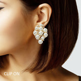 105064, PEARL WITH CRYSTAL RHINESTONE CLIP ON EARRING