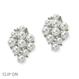 105064, PEARL WITH CRYSTAL RHINESTONE CLIP ON EARRING