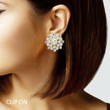 105066, PEARL WITH RHINESTONE CLIP ON EARRING