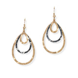 105073, TEARDROP HAMMERED METAL DANGLE EARRING
