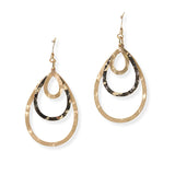 105073, TEARDROP HAMMERED METAL DANGLE EARRING