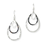 105073, TEARDROP HAMMERED METAL DANGLE EARRING
