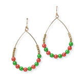 105075, PEARL BEADED TEARDROP DANGLE EARRING