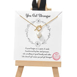 105085, GOLD DIPPED, YOU GET STRONGER, DAINTY FRESHWATER PEARL CHARM TOGGLE NECKLACE