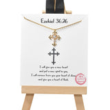 105086, GOLD DIPPED, EZEKIEL 36:26, CROSS CUBIC ZIRCONIA CHARM NECKLACE