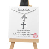105086, GOLD DIPPED, EZEKIEL 36:26, CROSS CUBIC ZIRCONIA CHARM NECKLACE