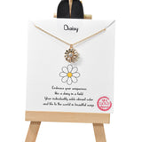 105087, GOLD DIPPED, DAISY, DAINTY FLOWER CHARM NECKLACE