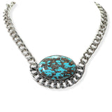 105093, WESTERN OVAL TURQUOISE STONE WITH CHAIN NECKLACE