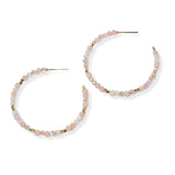105098, 1.5"L, DAINTY BEADED ROUND HOOP EARRING