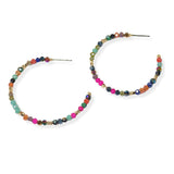 105098, 1.5"L, DAINTY BEADED ROUND HOOP EARRING