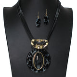105102, GLITTER GEOMETRIC OVAL CELLULOID ACETATE NECKLACE