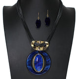 105102, GLITTER GEOMETRIC OVAL CELLULOID ACETATE NECKLACE