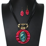 105102, GLITTER GEOMETRIC OVAL CELLULOID ACETATE NECKLACE