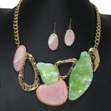 105103, GLITTER GEOMETRIC CELLULOID ACETATE NECKLACE