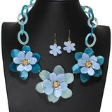 105104, TRIPLE FLOWER CELLULOID ACETATE NECKLACE