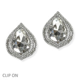 105106, TEARDROP ACCENT CRYSTAL RHINESTONE CLIP ON EARRING