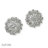 105107, FLOWER CRYSTAL RHINESTONE CLIP ON EARRING