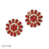 105107, FLOWER CRYSTAL RHINESTONE CLIP ON EARRING