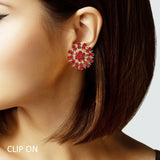105107, FLOWER CRYSTAL RHINESTONE CLIP ON EARRING