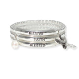 105115, BELIEVE BLESSED FAITH, CHARM MULTI LAYERED STRETCH BRACELET