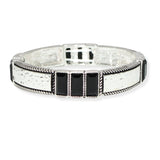 105118, RECTANGLE RHINESTONE ACCENT VINTAGE METAL STRETCH BRACELET