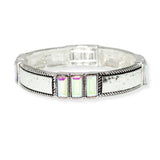 105118, RECTANGLE RHINESTONE ACCENT VINTAGE METAL STRETCH BRACELET