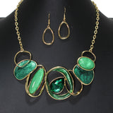 105121, TEARDROP RHINESTONE ACCENT ENAMEL GEOMETRIC NECKLACE