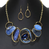 105121, TEARDROP RHINESTONE ACCENT ENAMEL GEOMETRIC NECKLACE