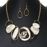 105121, TEARDROP RHINESTONE ACCENT ENAMEL GEOMETRIC NECKLACE