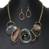 105121, TEARDROP RHINESTONE ACCENT ENAMEL GEOMETRIC NECKLACE