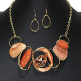 105121, TEARDROP RHINESTONE ACCENT ENAMEL GEOMETRIC NECKLACE