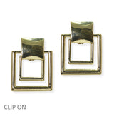 105124, SQUARE METAL CLIP ON EARRING