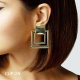 105124, SQUARE METAL CLIP ON EARRING