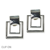 105124, SQUARE METAL CLIP ON EARRING