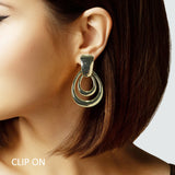 105127, GEOMETRIC METAL CLIP ON EARRING