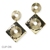 105129, SWIRL ACCENT GEOMETRIC HAMMERED METAL DANGLE EARRING