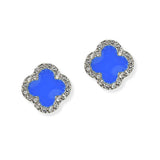 105134, CLOVER ENAMEL WITH CRYSTAL RHINESTONE STUD EARRING