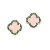 105134, CLOVER ENAMEL WITH CRYSTAL RHINESTONE STUD EARRING