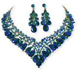 105135, TEARDROP & MARQUISE RHINESTONE ACCENT NECKLACE SET