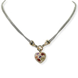 105139, 14K GOLD PLATED, HEART CUBIC ZIRCONIA ACCENT CHARM DESIGNER INSPIRED NECKLACE