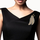 105140, LEAF CRYSTAL RHINESTONE PIN BROOCH