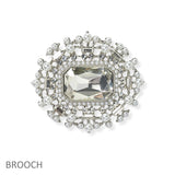 105141, GEOMETRIC ACCENT PEARL WITH CRYSTAL RHINESTONE PIN BROOCH