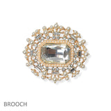 105141, GEOMETRIC ACCENT PEARL WITH CRYSTAL RHINESTONE PIN BROOCH