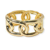 105145, 14K GOLD PLATED, BOLD CHAIN DESIGNER INSPIRED BANGLE BRACELET