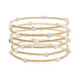 105146, SEMI PRECIOUS STONE BALL BEAD MULTI LAYERED STRETCH BRACELET