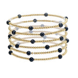 105146, SEMI PRECIOUS STONE BALL BEAD MULTI LAYERED STRETCH BRACELET
