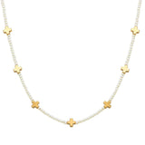 105149, CROSS ACCENT WITH PEARL BEADED NECKLACE