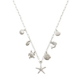105150, SEA LIFE PEARL WITH RHINESTONE MULTI CHARM NECKLACE